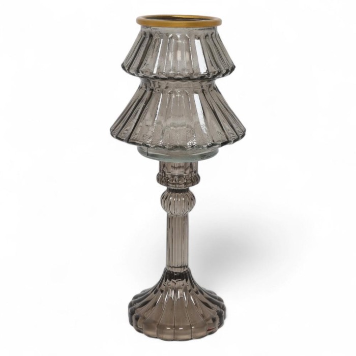 PORTACANDELA VETRO TALLINA GRIGIO H.25